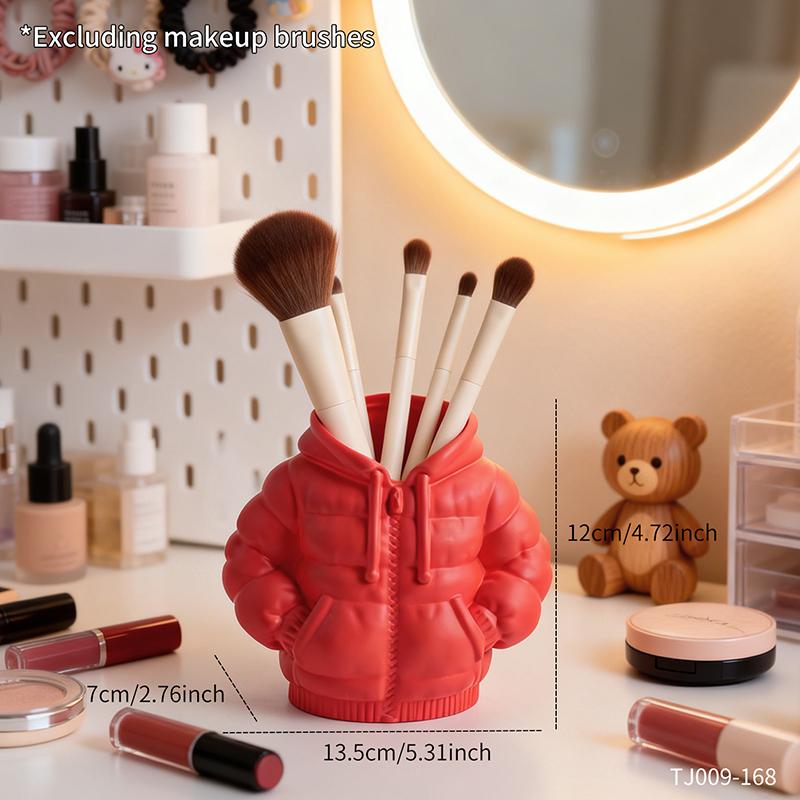 Creative down Jacket Shaped Resin Pen Holder Cute Minimalist Desk Organizer for Pens Makeup Brushes Home Office Display