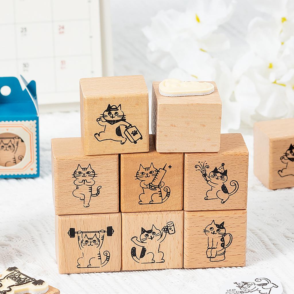 Lovely Animal Stamp Cats Series Stamp Wood Rubber Stamp Decorative Stamp Scrapbooking Supplies for Card Making
