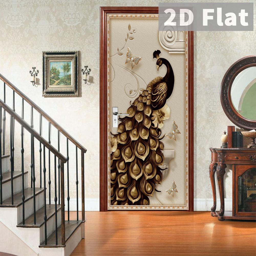 76Style 77/90cm Self-Adhesive Door Stickers Removable Wall Sticker Scenery Wallpaper Stone Stair Murals for Doors Modern Home Decor