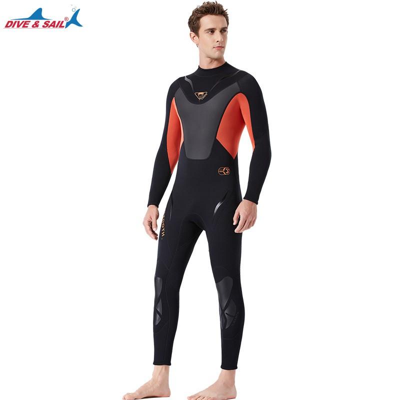 Manufacturer 3mm Diving Suit Men's Wet One-piece Thermal Snorkel Long-sleeved Cold-proof Surfing Swimsuit