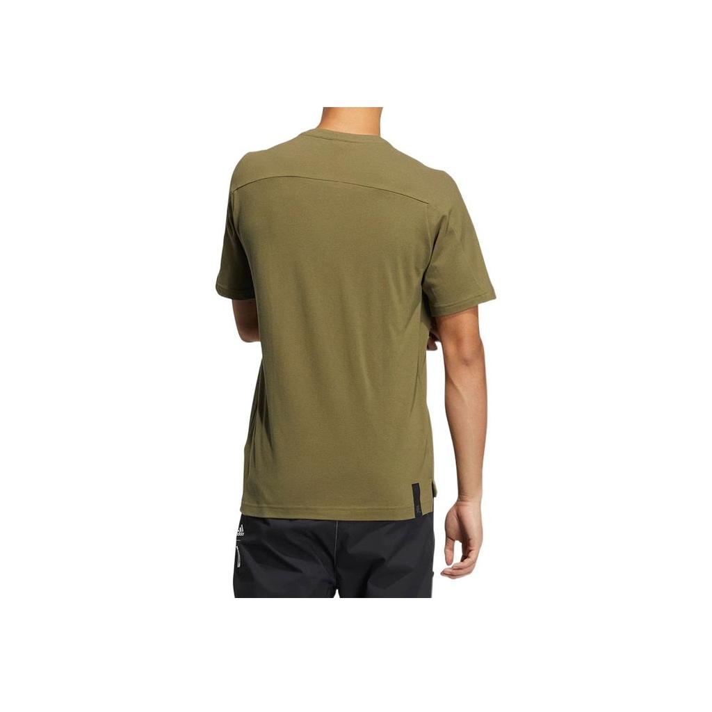 adidas Solid Color Sports Training Casual Short Sleeve T-Shirt Men Tops Olive-Green HE5173