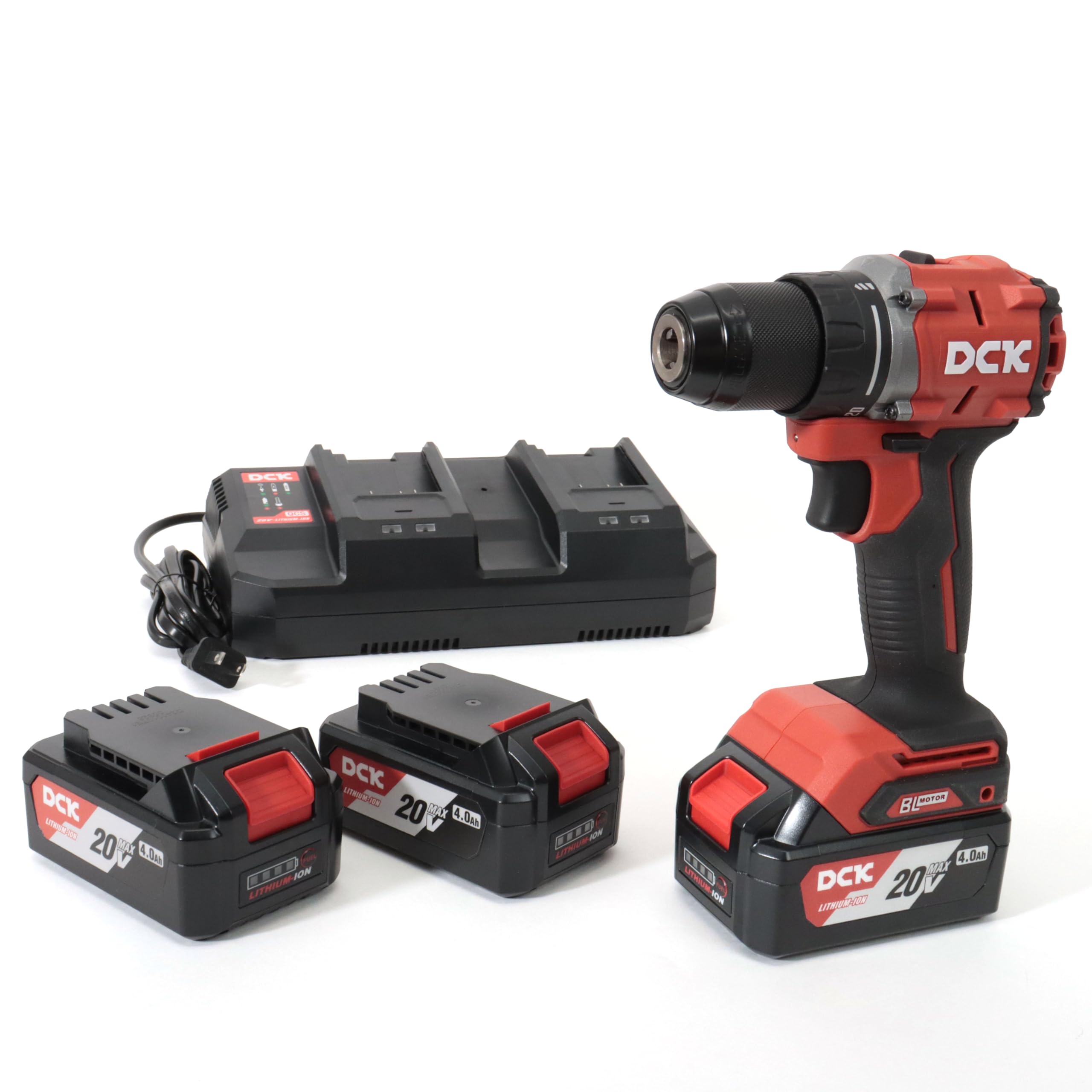 

DCK 20V Driver Drill with 13mm Brushless and Rechargeable Three and KDJZ2060(BIL) 60N·m Torque, Chuck, Motor, Cordless, (Includes Drill, 4.0Ah