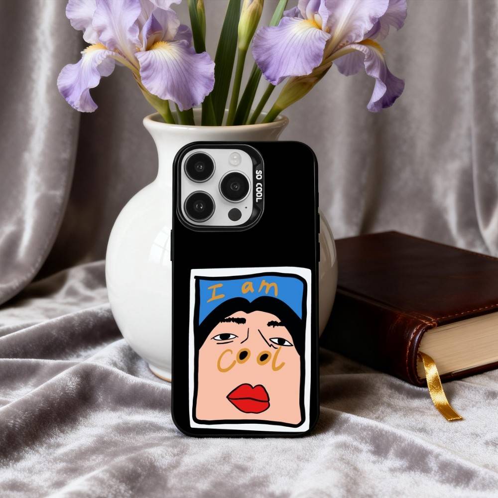 Funny I Am C-Cool Pattern Phone Case For iPhone17,16,15,14,13,12,11 Plus,Pro Max Black Candy silver phone case