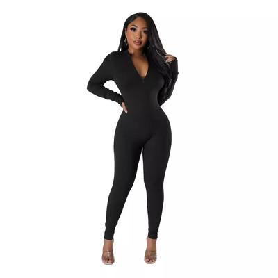 Autumn and Winter Women's Milk Silk Grip Hair Casual Zip Sport Jumpsuit