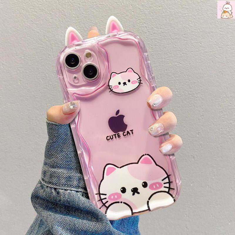 Cute 3D Ears Shy Cat Case for Xiaomi 15T 15 12T Redmi 15 15C Note 15 Pro 5G 4G POCO X7 X6 X5 X3 M3 M4 M6 F6 F7 Pro F8 Ultra