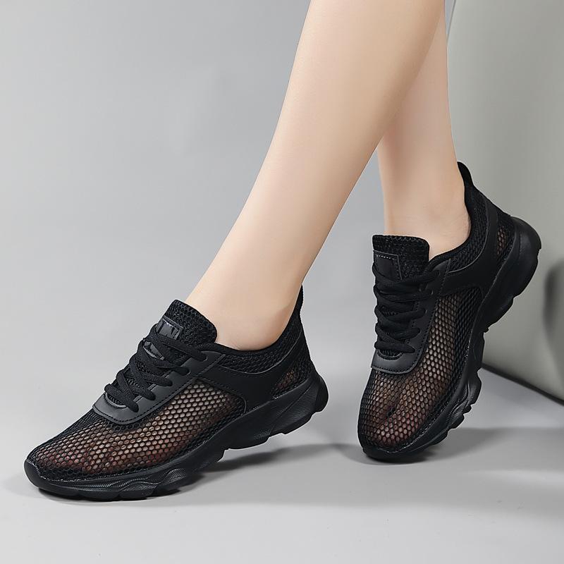 Hollow Breathable Running Shoes Summer Lightweight Sports Shoes Low-top Lace-up Mesh Casual Shoes