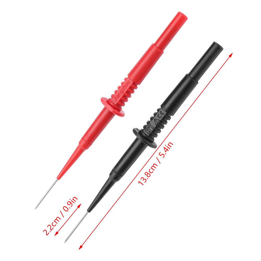 P5008  2 Pièces Noir Rouge Fiche Banane Douille Isolée Multimètre Sonde de Test Aiguilles Perçantes