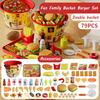 Kids Pretend Play Food Set Simulation Make Hamburger Pizza Kitchen Happy Meal Toy Food Cooking Party Interactive Girls Toy Gift