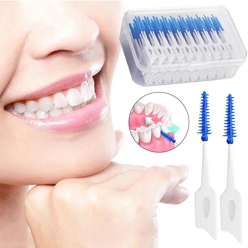 Soft Gum Interdental Brush I Straight Interdental Brush Orthodontic Cleaning Interdental Disposable Toothpick Brush Oral Care