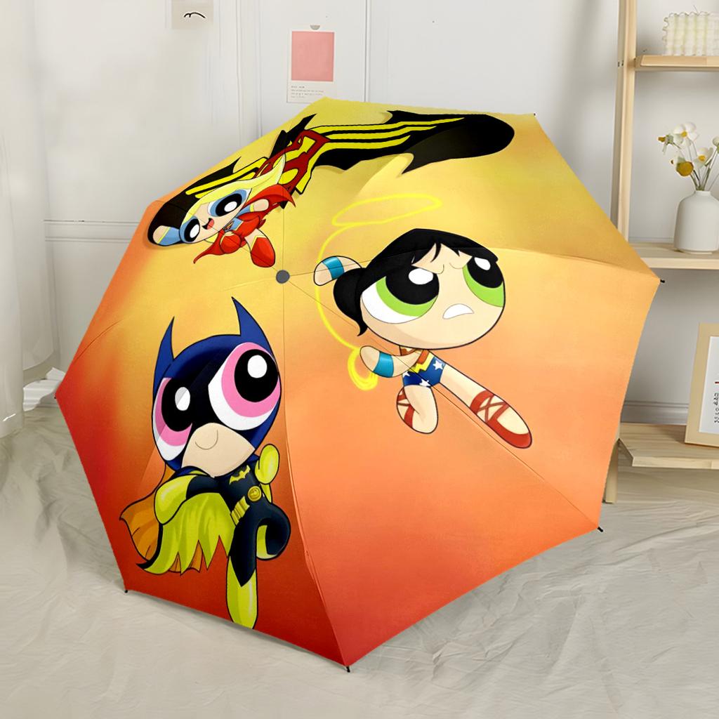 Powerpuff Girls Adventure Outdoor Automatic Umbrella Compact 8-Rib Lightweight Foldable Design for Outdoor Daily Use Stylish Accessory