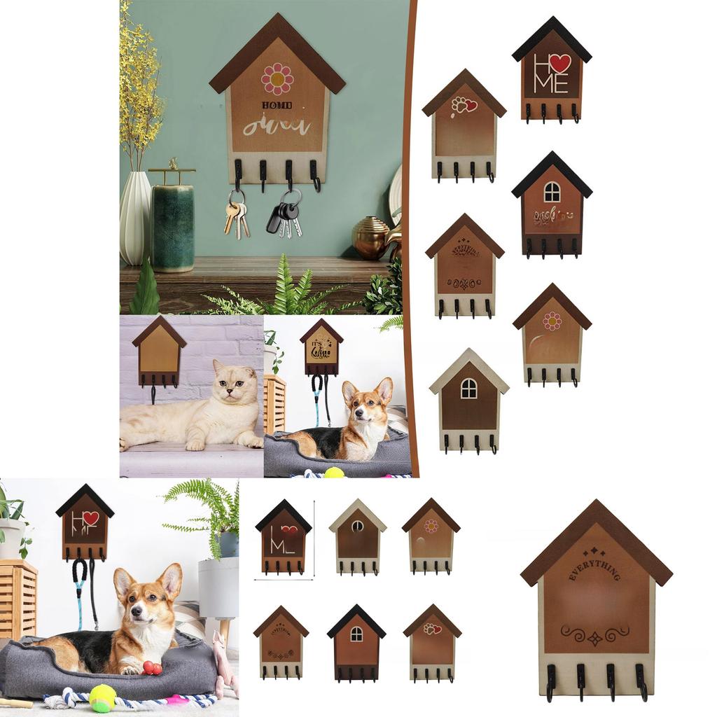 Rustic House Shape Wall Hanger With Home Sign For Wall Decor Gift