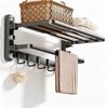 Folding Punch-Free Bathroom Towel Rack with Storage Shelf