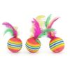 10PCS Rainbow Color Feather Ball Cat Toy Colorful Small Ball Pet Toys