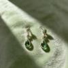 European Retro Emerald Copper Water Drop Earrings - Long, Exquisite Design for Women