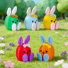 6 st påskminikaninfigurer Harts Små kaninäggsdekorationer för dockhus Sagoträdgård Dekoration Vårfestpresenter