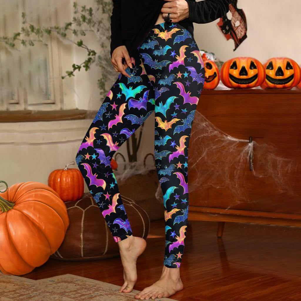 Damenhose mit Halloween-Aufdruck, dehnbare, weiche Hosen, lässige Schlafhose für zu Hause