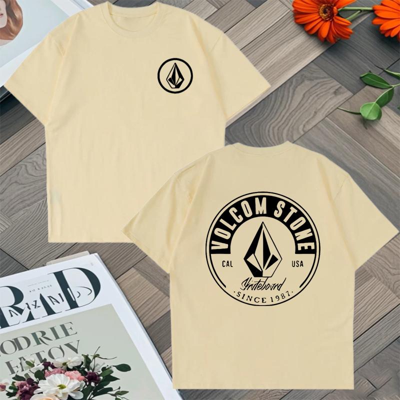 2025 New In Top Volcom Stone Double Sided Printed Oversized Tshirt Unisex Women 100 Cotton Crew Neck Short Sleeve Unisex Tshirts