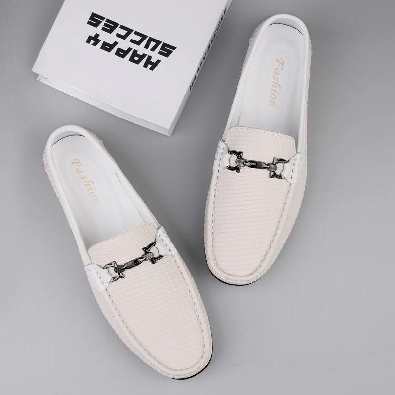 Fashion Genuine Leather Man Casual Shoes Italian Luxury Soft Men Loafers Handmade Moccasins Breathable Slip on Boat Flats Business Shoes