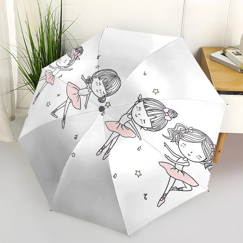 1pc Ballerina Dance Illustration Umbrella with Plastic Handle,Vibrant Cartoon Pattern,Multi-functional UmbrellaPT116