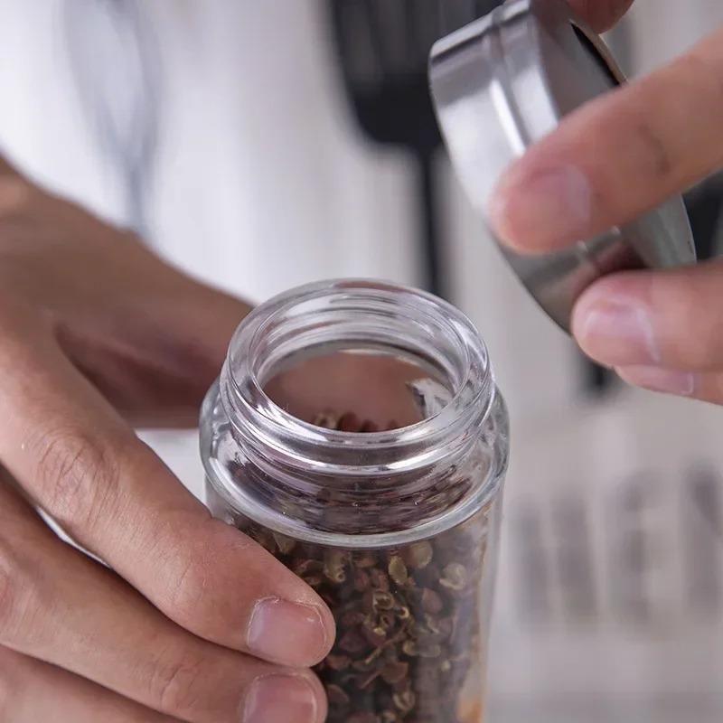 2PCS Stainless Steel Seasoning Bottle Peppercorn Seasoning Bottle Outdoor Barbecue Tools Porous Rotating Lid Seasoning Bottle