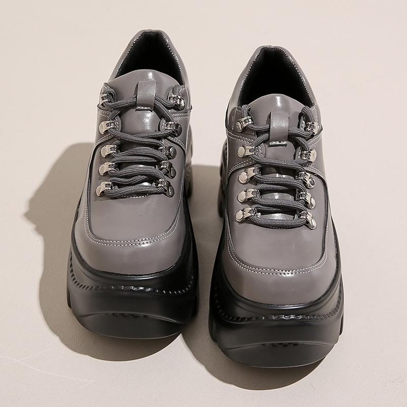Mode 8cm Keilabsatz Dicke Sohle Mode Punk Schuhe Frau Mode Schwarze Gothic Stiefel Frauen Damen Hohe Plateau Flats Herbst 2025