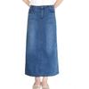 Elastische hoge taille jeansrok voor vrouwen, patchwork A-lijn denim lange rok met zak, casual mode, katoen, zacht, comfortabel, werkjeansrok