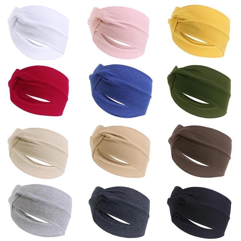 Women Cross Solid Color Hair Bands Girls Fashion Leopard Print Elastic Knitted Headbands Vintage Turban Make Hair Accessories