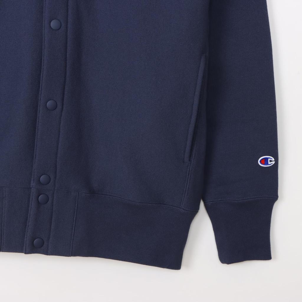 Dlouhá kartáčovaná mikina s kapucí a zapínáním na patentky v tmavě modré barvě [Champion], rukáv, 11,5 oz, podšívka, logo, tkaný materiál(R) Mikina, C3-A120, Pánská,