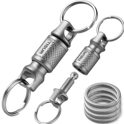 [TISUR] Titanium Keychain, Detachable, Quick-Release, with Carabiner Keyring (Gray X 2)