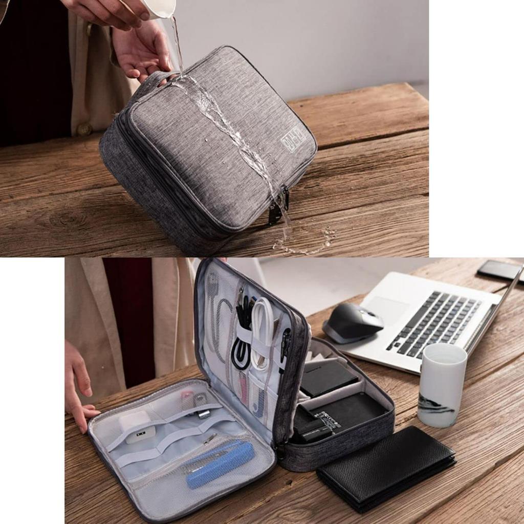 RERACO Gadget Large Power Supply Laptop PC Lightweight Pouch, Capacity, Waterproof, Storage, Peripherals, 3-Layer Design, Charger, Cable, Bag, Travel,