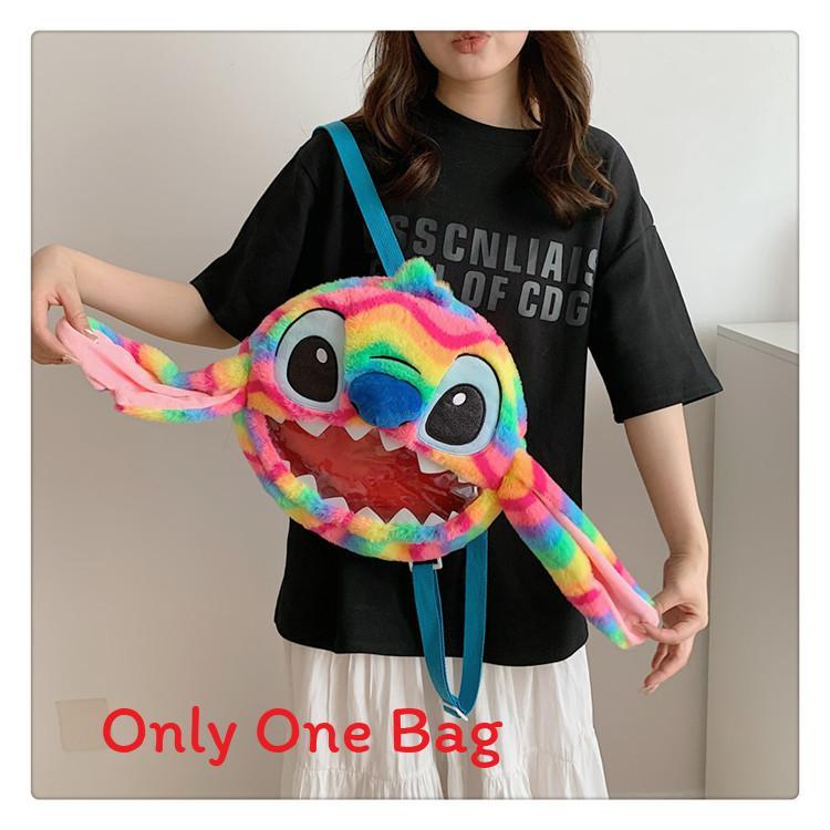 Soft Girls Cartoon Plush Backpack With Zipper Closure For Travel Casual