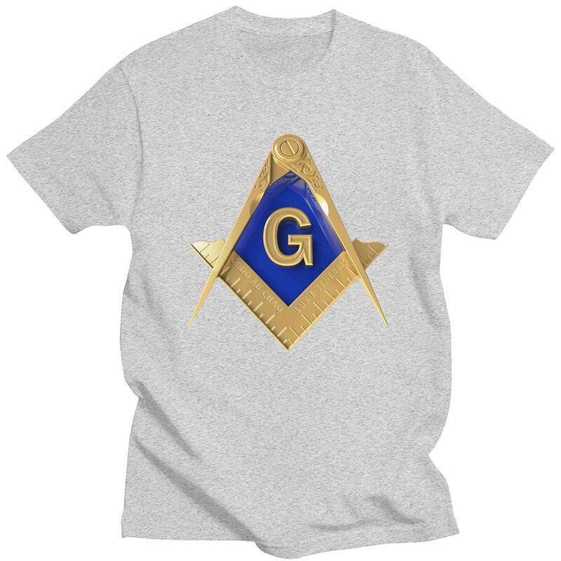 Custom Freemason Gold Square Masonic T Shirts Men Tshirts Casual Tee Slim Fit Tshirts Gift