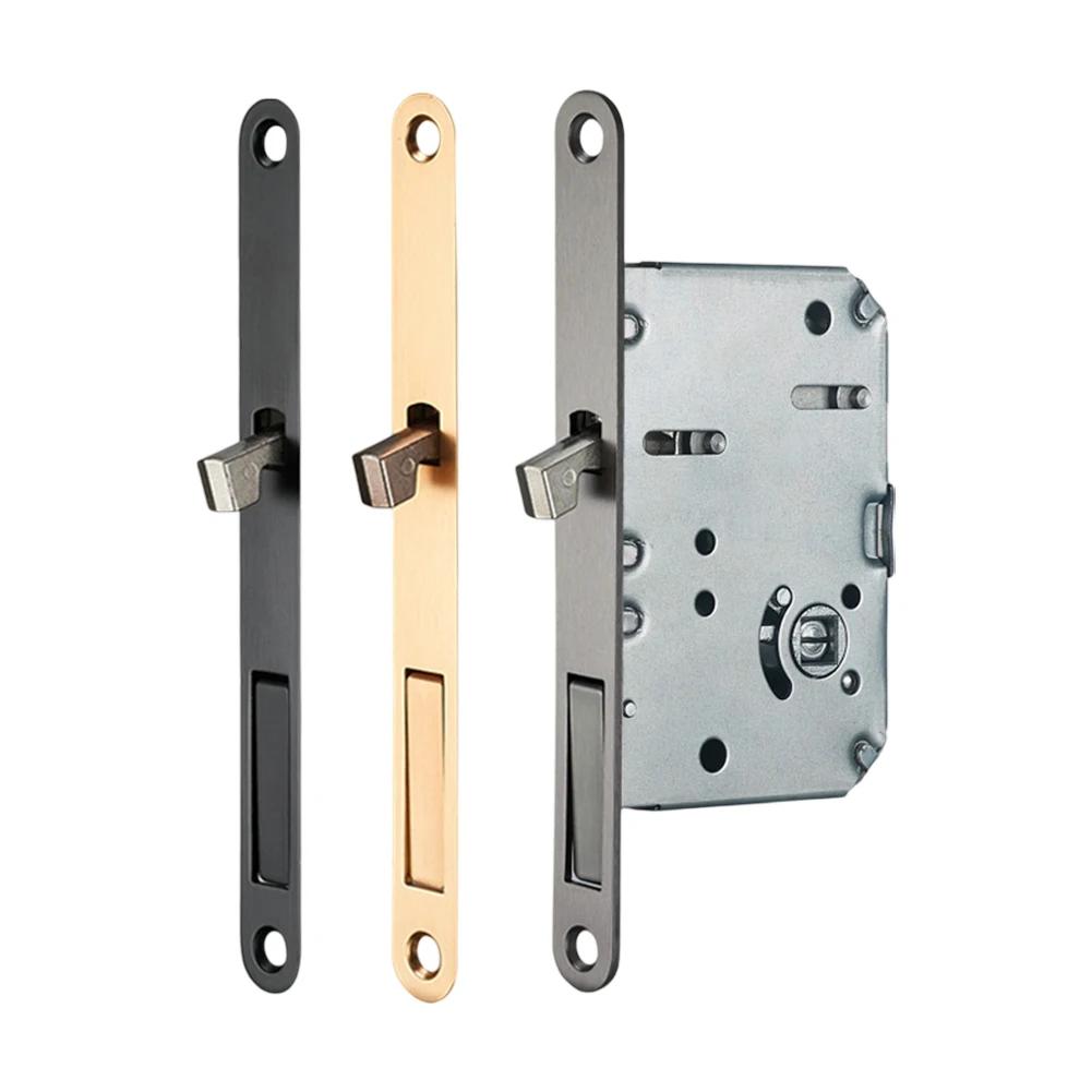 Sliding Door Lock Invisible Recessed Handle Latch Zinc Alloy Window Locks Anti-Theft Safety Bedroom Wood Gate Lock Hardware