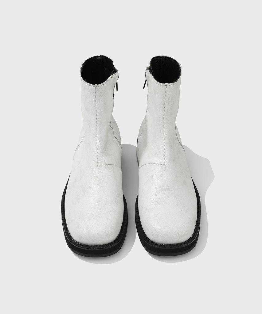 Firenze Atelier [Vibram] Nobo_Bold Shape Hidden Zip-Up Boots 3500 [Crack White]