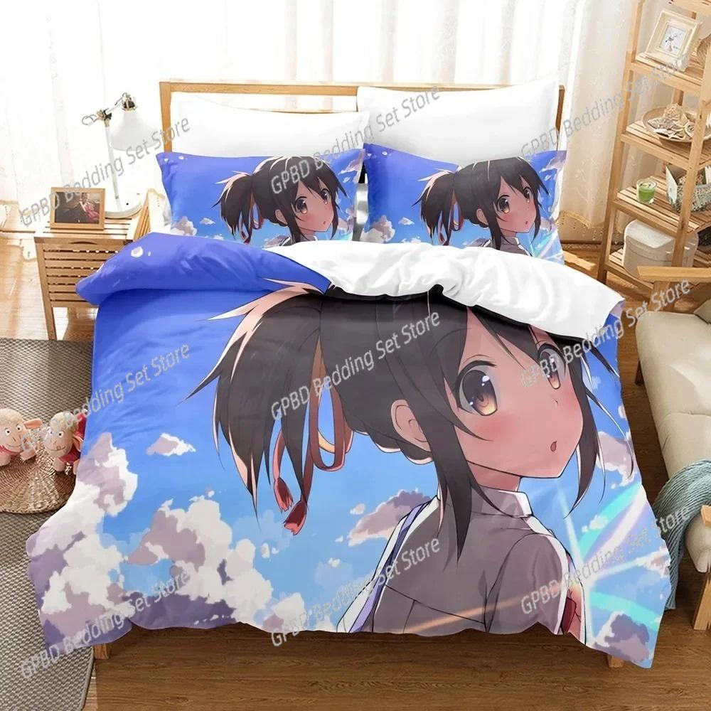 Your Name Japan Anime Comfortable Duvet Quilt Cover Pillowcase Bedding Set Children Bedroom Decoration Home Textile