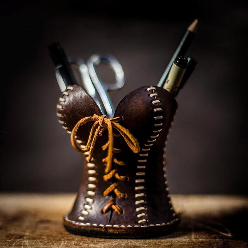 Vintage Leather Corset-Style Pencil Cup Creative Stationery Gift