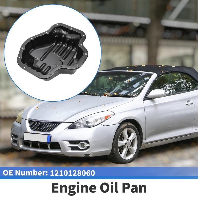 UXCELL No.1210128060 Engine Oil Pan Oil Pan Sump Transmission Oil Pan for Toyota Solara 2006-2008 Iron Black