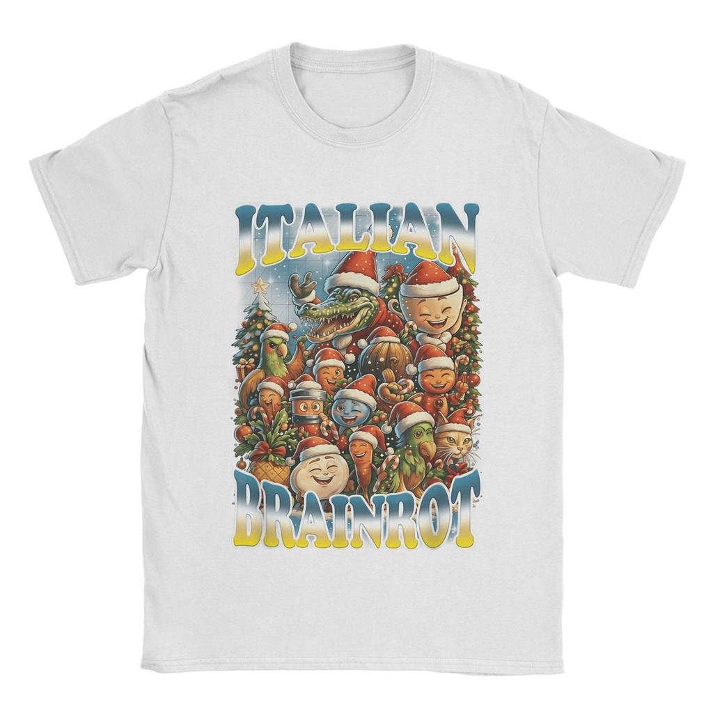 Italian Brainrot Christmas Meme Chaos T-Shirt for Men Funny  Tee Shirt Round Neck Short Sleeve T Shirts New Arrival Clothing