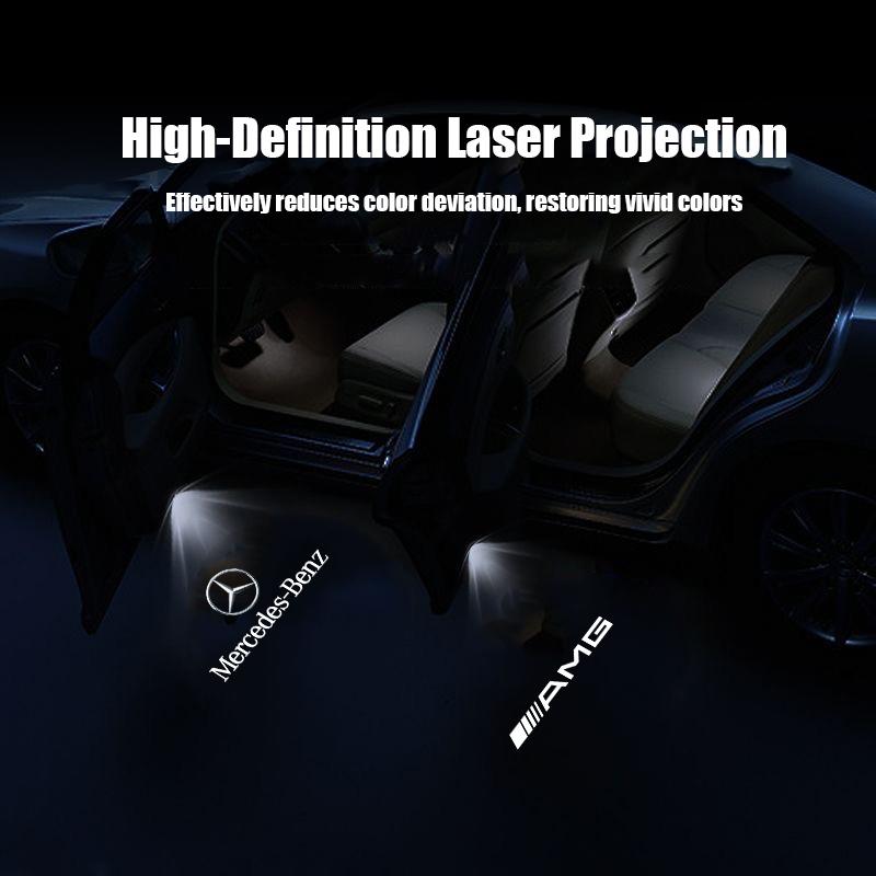 2Pcs HD Led Welcome Light Car Door Projector Lamps For Mercedes Benz AMG A B C E G W211 W203 W204 C260 E300L A200L GLC300 CLA SL1