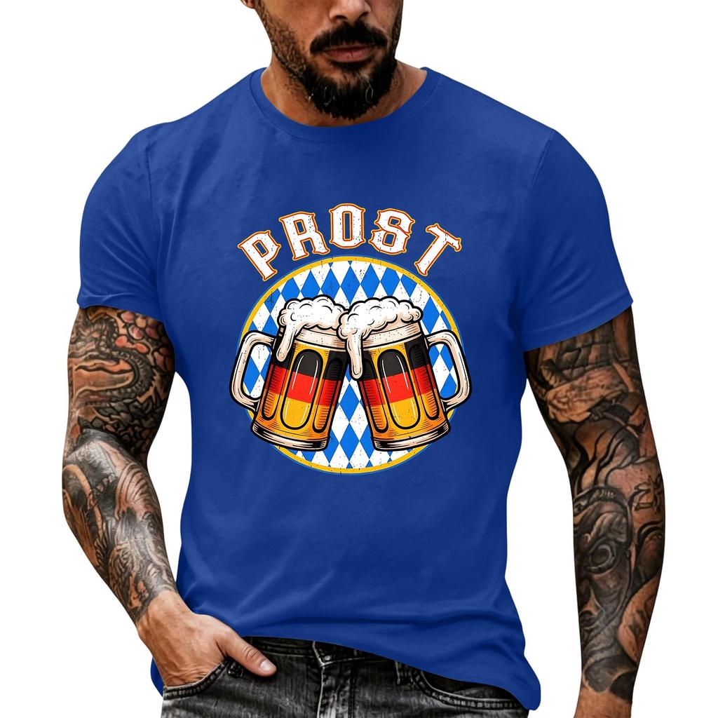 Men's Retro Festival Print Short Sleeve T-Shirt, Loose Fit Casual Summer Top