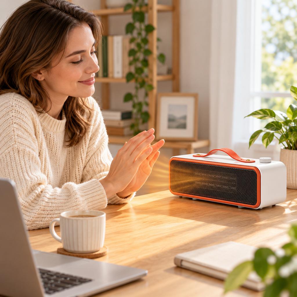 Small Desktop Heater Fan, Portable Heater for Home and Desk Use