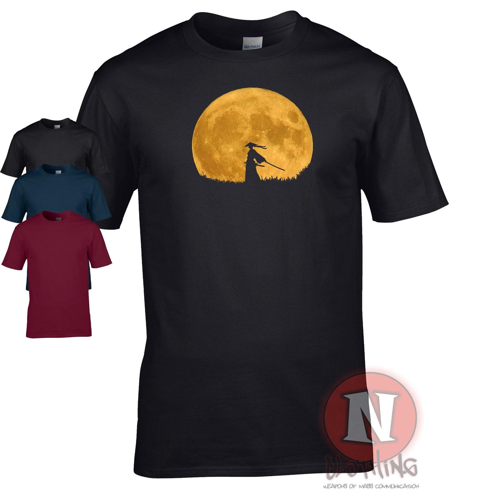 Anime Samurai warrior T-Shirt T-Shirt Japanese moon silhouette tee S