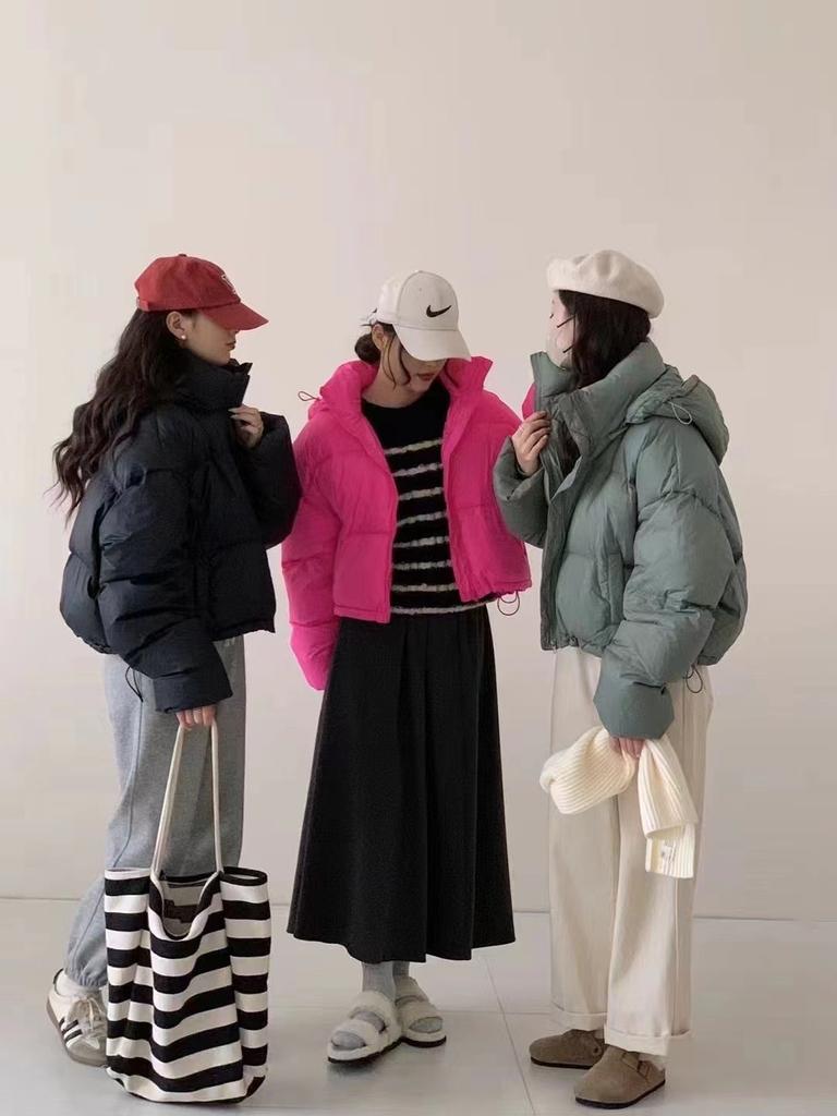 Down cotton-padded women's winter thickened small short cotton-padded women's loose cotton-padded jacket hooded bread jacket