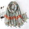 90*180CM New Fashion Printed Soft Linen Cotton Scarf Shawls Abstract Floral Tassel Viscose Scarves Lady High Quality Long Hijab