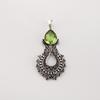 Rare Peridot Gemstone 925 Sterling Silver Oxidize Jewelry Designer Women's Pendant 1.8" For Birthday Gift CP-45-12