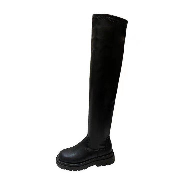 Elastic knee high boots women's autumn and winter new small knight boots thin boots thick heel long boots