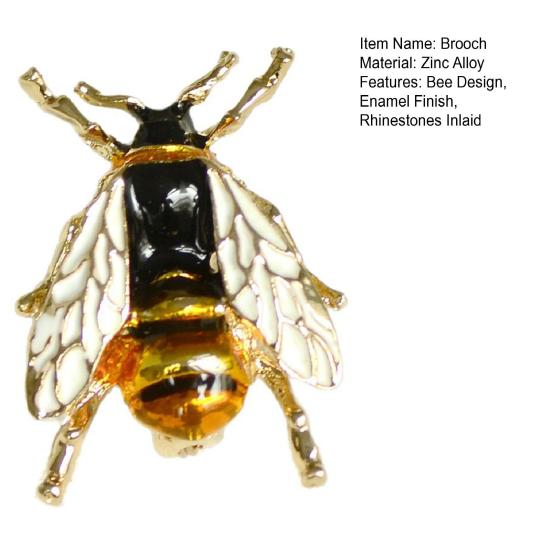 Brooch Pin Small Bee Shape Decorative Brooch with Enamel Finish Anti-Exposure Buckle Scarves Badge Party Accessory