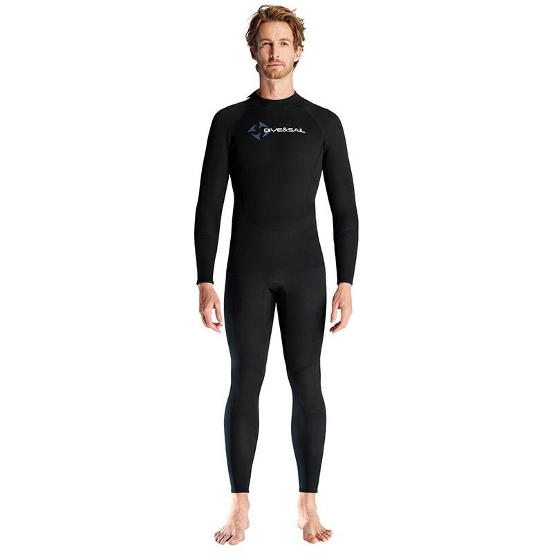 

Diving Suit 1.5MM Long-sleeved One-piece Men s Large Size Warm Cold-proof Snorkeling Surfing Swimsuit M чорний