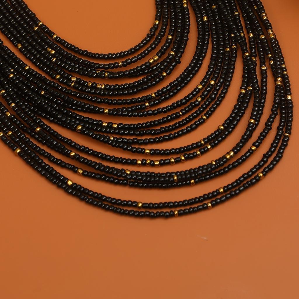 Retro Ethnic Style Rice Bead Necklace Bohemian Multi-layer Beaded Sweater Chain