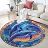 Dolphins Round Area Rug,Carpet Rug for Living Room Bedroom Sofa Playroom Decor,Non-slip Floor Mat